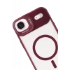 Apple iPhone 17 Air Remim Lensli Magsafe Standlı Kapak - Bordo