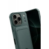 Apple iPhone 17 Pro Kelvin Kartvizitli Silikon - Koyu Yeşil