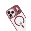 Apple iPhone 17 Pro Max Remim Lensli Magsafe Standlı Kapak - Bordo