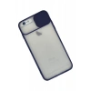 Apple iPhone 6 Plus Kılıf Palm Buzlu Kamera Sürgülü Silikon - Lacivert