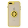 Apple iPhone 7 Plus Kılıf Montreal Yüzüklü Silikon Kapak - Sarı