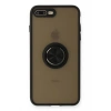 Apple iPhone 7 Plus Kılıf Montreal Yüzüklü Silikon Kapak - Siyah