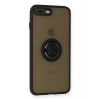 Apple iPhone 7 Plus Kılıf Montreal Yüzüklü Silikon Kapak - Siyah
