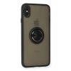 Apple iPhone XS Max Kılıf Montreal Yüzüklü Silikon Kapak - Siyah