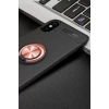 Apple iPhone XS Max Kılıf Range Yüzüklü Silikon - Siyah-Gold
