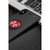 Apple iPhone XS Max Kılıf Range Yüzüklü Silikon - Siyah-Kırmızı