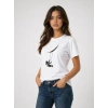 Astronot Ay Temalı Tişört Kısa Kol Yazlık Bisiklet Yaka T-Shirt - Beyaz