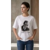 Atatürk Baskılı Tişört Kısa Kollu Bisiklet Yaka T-Shirt - Beyaz