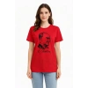 Atatürk Baskılı Tişört Kısa Kollu Bisiklet Yaka  T-Shirt - Kırmızı