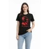 Atatürk Baskılı Tişört Kısa Kollu Bisiklet Yaka  T-Shirt - Siyah