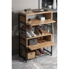 Ayakkabılık Ahşap 2 Kapaklı Metal Raflı 4 Katlı Çok Amaçlı Atlantik Çam