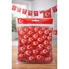 Ayyıldızlı Kırmızı Balon Seti Türk Bayraklı Parti Balonu Dayanıklı Latex Balon 100 Adet