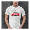 Babalar Günü Hediye Baba Temalı Baskılı Oversize Bisiklet Yaka T-shirt - Beyaz