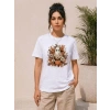 Balkabağı Hayalet Baskılı Tişört Kısa Kol Yazlık T-Shirt - Beyaz