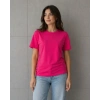 Basic Pamuklu Tişört Bisiklet Yaka Düz Renk Relaxed Fit T-Shirt - Fuşya
