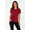 Basic Tişört Bisiklet Yaka Kısa Kol Günlük Yazlık Slim Fit T-Shirt - Bordo