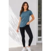 Basic Tişört Bisiklet Yaka Kısa Kol Günlük Yazlık Slim Fit T-Shirt - Füme