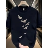 Baskılı Oversize Bisiklet Yaka T-shirt - Beyaz