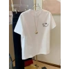 Baskılı Oversize Bisiklet Yaka T-shirt - Beyaz
