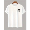 Baskılı Oversize Bisiklet Yaka T-shirt - Beyaz