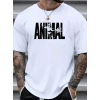 Baskılı Oversize Bisiklet Yaka T-shirt - Beyaz