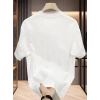 Baskılı Oversize Bisiklet Yaka T-shirt - Beyaz