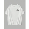 Baskılı Oversize Bisiklet Yaka T-shirt - Beyaz