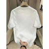 Baskılı Oversize Bisiklet Yaka T-shirt - Beyaz