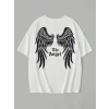Baskılı Oversize Bisiklet Yaka T-shirt - Beyaz