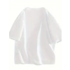 Baskılı Oversize Bisiklet Yaka T-shirt - Beyaz