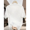 Baskılı Oversize Bisiklet Yaka T-shirt - Beyaz
