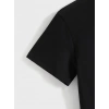 Baskılı Oversize Bisiklet Yaka T-shirt - Siyah