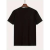 Baskılı Oversize Bisiklet Yaka T-shirt - Siyah