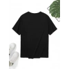 Baskılı Oversize Bisiklet Yaka T-shirt - Siyah