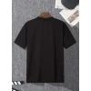 Baskılı Oversize Bisiklet Yaka T-shirt - Siyah
