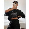 Baskılı Oversize T-shirt - Siyah