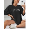 Baskılı Oversize T-shirt - Siyah
