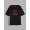 Baskılı Oversize T-shirt - Siyah