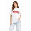 Baskılı T-Shirt Yazlık Kısa Kol Bisiklet Yaka Rahat Kalıp Tişört - Beyaz