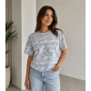 Batik Desenli Tişört Bisiklet Yaka Kısa Kol Regular Fit T-shirt - Gri