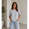 Batik Desenli Tişört Bisiklet Yaka Kısa Kol Regular Fit T-shirt - Gri