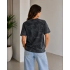 Batik Desenli Tişört Bisiklet Yaka Kısa Kol Regular Fit T-shirt - Siyah