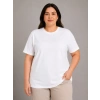Battal Big Size Basic Tişört Bisiklet Yaka Rahat Kalıp T-Shirt - Beyaz