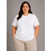 Battal Big Size Basic Tişört Bisiklet Yaka Rahat Kalıp T-Shirt - Beyaz