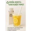 BEYAZ PİPET- KAĞIT SİYAH PİPET- KOKTEYL PİPETİ- 25 ADET