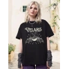 Bisiklet Yaka Baskılı T-shirt - Siyah