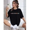 Bisiklet Yaka Baskılı T-shirt - Siyah