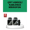 Canlı Yayın ve Video Çekimleri İçin Çiftli Kablosuz Yaka Mikrofon
