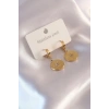 Çelik Gold Renk Kutup Yıldızı İşleme Zirkon Taşlı Kadın Küpe