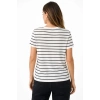 Çizgili Yazlık Triko T-Shirt Bisiklet Yaka Rahat Kalıp Tişört - Beyaz